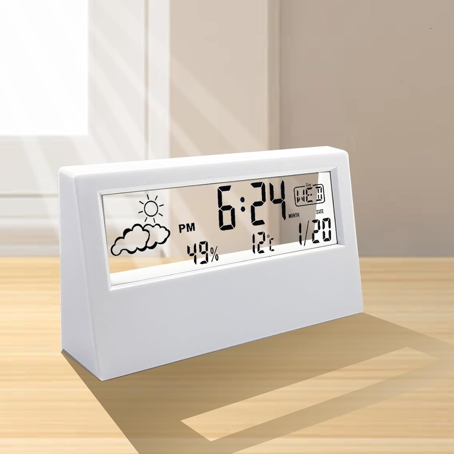 LCD Digital Alarm Clock with Weather, Temperature & Humidity